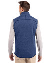 Durham Bulls Cutter & Buck Mainsail Sweater-Knit Mens Full Zip Vest Tour Blue Heather Back Thumbnail Image