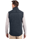 Louisville Bats Cutter & Buck Mainsail Sweater-Knit Mens Full Zip Vest Liberty Navy Heather Back Thumbnail Image