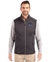 Binghamton Rumble Ponies Cutter & Buck Mainsail Sweater-Knit Mens Full Zip Vest Charcoal Heather Front Thumbnail Image