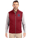 Nashville Sounds Cutter & Buck Mainsail Sweater-Knit Mens Full Zip Vest Cardinal Red Heather Front Thumbnail Image