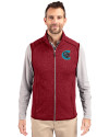 Charlotte Knights Cutter & Buck Mainsail Sweater-Knit Mens Full Zip Vest Cardinal Red Heather Front Thumbnail Image