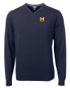 Michigan Wolverines Alumni Cutter & Buck Lakemont Tri-Blend Mens V-Neck Pullover Sweater Liberty Navy Mannequin Thumbnail Image