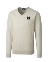 Michigan Wolverines Alumni Cutter & Buck Lakemont Tri-Blend Mens V-Neck Pullover Sweater Oatmeal Heather Mannequin Thumbnail Image