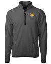 Michigan Wolverines Alumni Cutter & Buck Cascade Eco Fleece Mens Quarter Zip Jacket Elemental Grey/Black Mannequin Thumbnail Image
