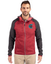Charlotte Knights Cutter & Buck Mainsail Full Zip Hooded Mens Jacket Cardinal Red Heather/Charcoal Heather Front Thumbnail Image