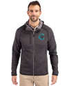 Charlotte Knights Cutter & Buck Mainsail Full Zip Hooded Mens Jacket Charcoal Heather Front Thumbnail Image