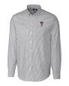 Texas Tech Red Raiders Alumni Cutter & Buck Stretch Oxford Stripe Mens Long Sleeve Dress Shirt Charcoal Mannequin Thumbnail Image
