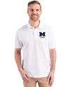 Michigan Wolverines Alumni Cutter & Buck Advantage Eco Tri-Blend Pique Mens Polo White Front Thumbnail Image