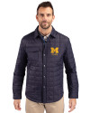 Michigan Wolverines Alumni Cutter & Buck Rainier PrimaLoft® Mens Eco Insulated Quilted Shirt Jacket Dark Navy Front Thumbnail Image