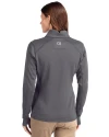 Oklahoma Sooners Alumni (Patterns BL&EG) Cutter & Buck Traverse Stretch Eco Quarter Zip Womens Pullover Elemental Grey Back Thumbnail Image