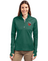 Fort Wayne TinCaps Cutter & Buck Traverse Stretch Eco Quarter Zip Womens Pullover Hunter Green Front Thumbnail Image
