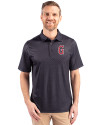 Greenville Drive Cutter & Buck Pike Double Dot Print Stretch Mens Polo Black Front Thumbnail Image