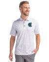 Charlotte Knights Cutter & Buck Pike Double Dot Print Stretch Mens Polo Charcoal Front Thumbnail Image
