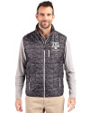 Texas A&M Aggies Alumni Cutter & Buck Rainier PrimaLoft® Mens Eco Insulated Full Zip Printed Puffer Vest Black Front Thumbnail Image