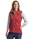 Memphis Redbirds Cutter & Buck Mainsail Sweater Knit Womens Full Zip Vest Cardinal Red Heather Front Thumbnail Image