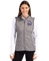 New Hampshire Fisher Cats Cutter & Buck Mainsail Sweater Knit Womens Full Zip Vest Polished Heather Front Thumbnail Image