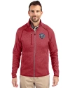 Lehigh Valley IronPigs Cutter & Buck Mainsail Sweater-Knit Mens Full Zip Jacket Cardinal Red Heather Front Thumbnail Image