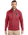 View image 1: Round Rock Express Cutter & Buck Mainsail Sweater-Knit Mens Full Zip Jacket Cardinal Red Heather Front