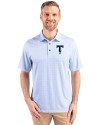 Tulsa Drillers Cutter & Buck Pike Double Dot Print Stretch Mens Polo Tour Blue Front Thumbnail Image