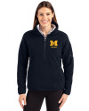 View image 5: Michigan Wolverines Alumni Cutter & Buck Cascade Epic Comfort Recycled Sherpa Fleece Womens Pullover Jacket Navy Blue Front