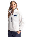 Michigan Wolverines Alumni Cutter & Buck Cascade Eco Fleece Womens Pullover Jacket Shell/Navy Blue Front Thumbnail Image