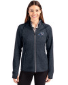 West Michigan Whitecaps Cutter & Buck Mainsail Full Zip Hooded Womens Jacket Liberty Navy Heather Front Thumbnail Image