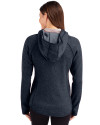 West Michigan Whitecaps Cutter & Buck Mainsail Full Zip Hooded Womens Jacket Liberty Navy Heather Back Thumbnail Image