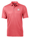 Nebraska Cornhuskers Cutter & Buck Pike Banner Print Stretch Mens Polo Cardinal Red Mannequin Thumbnail Image