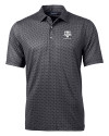 Texas A&M Aggies Alumni Cutter & Buck Pike Banner Print Stretch Mens Polo Black Mannequin Thumbnail Image