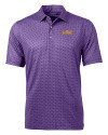 LSU Tigers Alumni Cutter & Buck Pike Banner Print Stretch Mens Polo College Purple Mannequin Thumbnail Image