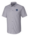 Michigan Wolverines Alumni Cutter & Buck Stretch Oxford Mens Short Sleeve Dress Shirt Charcoal Mannequin Thumbnail Image