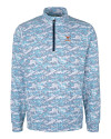 Texas Longhorns Alumni Cutter & Buck Traverse Stretch Eco Camo Print Quarter Zip Mens Pullover Indigo Mannequin Thumbnail Image
