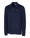 Texas Longhorns Alumni Cutter & Buck Advantage Eco Tri-Blend Pique Mens Big and Tall Long Sleeve Polo Liberty Navy Mannequin Thumbnail Image