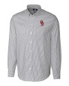 Oklahoma Sooners Alumni (Patterns BL&EG) Cutter & Buck Stretch Oxford Stripe Mens Big and Tall Long Sleeve Dress Shirt Charcoal Mannequin Thumbnail Image