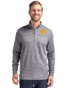 Michigan Wolverines Alumni Cutter & Buck Traverse Stretch Eco Stripe Quarter Zip Mens Pullover Elemental Grey Front Thumbnail Image