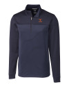 Texas Longhorns Alumni Cutter & Buck Traverse Stretch Eco Stripe Quarter Zip Mens Big and Tall Pullover Liberty Navy Mannequin Thumbnail Image