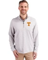 Tennessee Volunteers Cutter & Buck Virtue Eco Pique Micro Stripe Recycled Mens Quarter Zip Polished/White Front Thumbnail Image