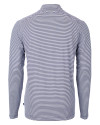 Texas Longhorns Alumni Cutter & Buck Virtue Eco Pique Micro Stripe Recycled Mens Quarter Zip Navy Blue/White Mannequin Back Thumbnail Image