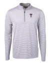 Texas Tech Red Raiders Alumni Cutter & Buck Virtue Eco Pique Micro Stripe Recycled Mens Quarter Zip Polished/White Mannequin Thumbnail Image