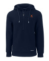 View image 9: Texas Longhorns Alumni Cutter & Buck Roam Recycled Buttery-Soft Knit Mens Half Zip Hooded Pullover Navy Blue Mannequin