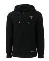 Texas Tech Red Raiders Alumni Cutter & Buck Roam Epic Versatility Half Zip Recycled Mens Hooded Pullover Black Mannequin Thumbnail Image