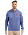 South Bend Cubs Cutter & Buck Adapt Eco Knit Heather Mens Big & Tall Quarter Zip Pullover Tour Blue Heather Front Thumbnail Image