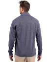 Louisville Bats Cutter & Buck Adapt Eco Knit Heather Mens Big & Tall Quarter Zip Pullover Navy Blue Heather Back Thumbnail Image