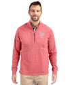 Scranton/Wilkes-Barre RailRiders Cutter & Buck Adapt Eco Knit Heather Mens Big & Tall Quarter Zip Pullover Cardinal Red Heather Front Thumbnail Image