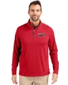 Lansing Lugnuts Cutter & Buck Adapt Eco Knit Stretch Recycled Mens Big and Tall Quarter Zip Pullover Red Front Thumbnail Image
