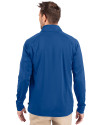 Tulsa Drillers Cutter & Buck Adapt Eco Knit Stretch Recycled Mens Big and Tall Quarter Zip Pullover Tour Blue Back Thumbnail Image