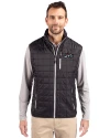 Rocket City Trash Pandas Cutter & Buck Rainier PrimaLoft® Mens Big and Tall Eco Insulated Full Zip Puffer Vest Black Front Thumbnail Image