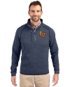 View image 4: Las Vegas Aviators Cutter & Buck Mainsail Sweater-Knit Mens Big & Tall Half Zip Jacket Liberty Navy Heather Front
