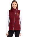 Memphis Redbirds Cutter & Buck Mainsail Sweater Knit Womens Asymmetrical Vest Cardinal Red Heather Front Thumbnail Image