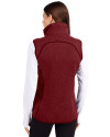 Memphis Redbirds Cutter & Buck Mainsail Sweater Knit Womens Asymmetrical Vest Cardinal Red Heather Back Thumbnail Image